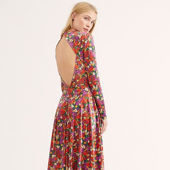 NEW FREE PEOPLE Heartland Crushed Velvet Maxi Dres - Picture 1 of 3